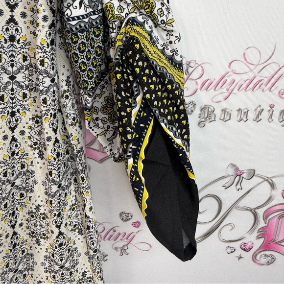 HT dress, or long top Paisley flowers, Elegant Black and White Patterned Tunic - Picture 9 of 12